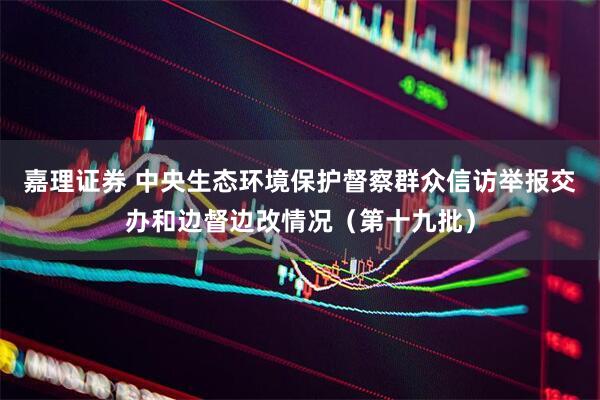嘉理证券 中央生态环境保护督察群众信访举报交办和边督边改情况（第十九批）