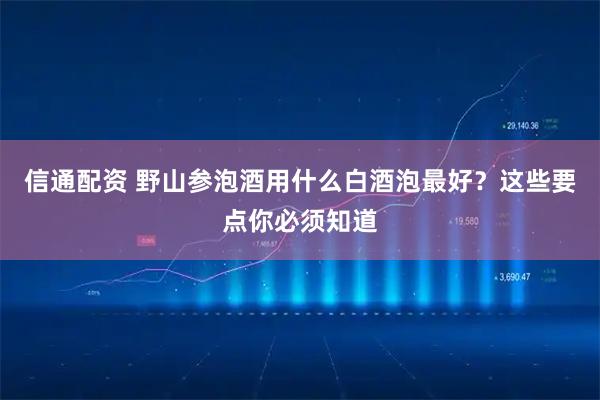 信通配资 野山参泡酒用什么白酒泡最好？这些要点你必须知道